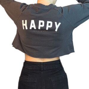Spiritual Gangster “HAPPY” Cropped Sweatshirt – Rainbow Heart Logo